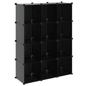 vidaXL kubeformede opbevaringskasser 12 stk. PP sort