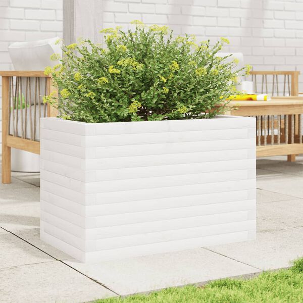 vidaXL plantekasse 70x40x46 cm massivt fyrretr&aelig; hvid