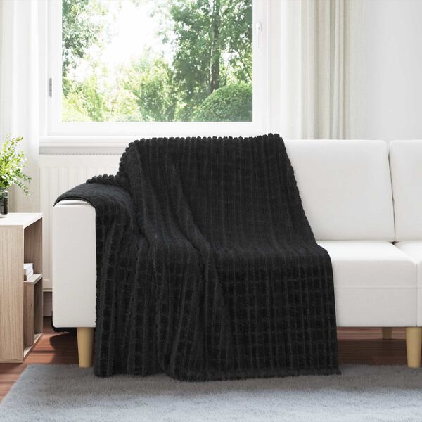 vidaXL Throw t&aelig;ppe Sort 200 x 150 cm Fleece