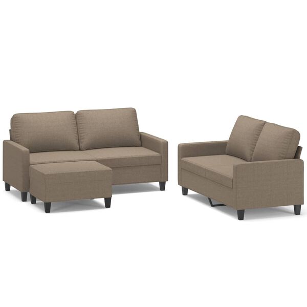 vidaXL sofas&aelig;t 3 dele med hynder stof gr&aring;brun