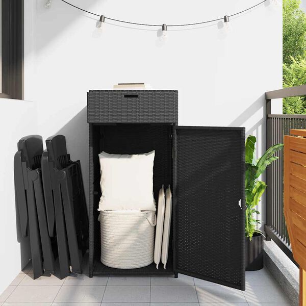 vidaXL opbevaringsskab til haven 55x55x111 cm polyrattan sort
