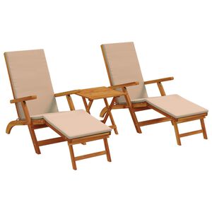 vidaXL Reclinerende og foldbar liggestol 3 stk. Massivt Akacietr&aelig;