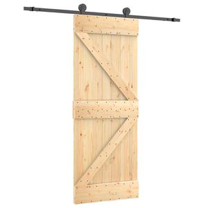 vidaXL Skyded&oslash;r Naturfarvet og sort 70 x 210 cm Massivt Fyrretr&aelig;