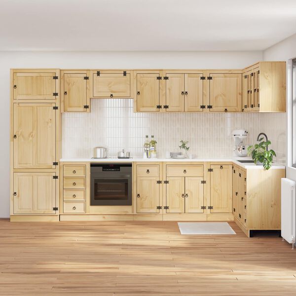 vidaXL Kabinet med skuffe SKI 14 pcs HonningBrun Massiv fyrretr&aelig;