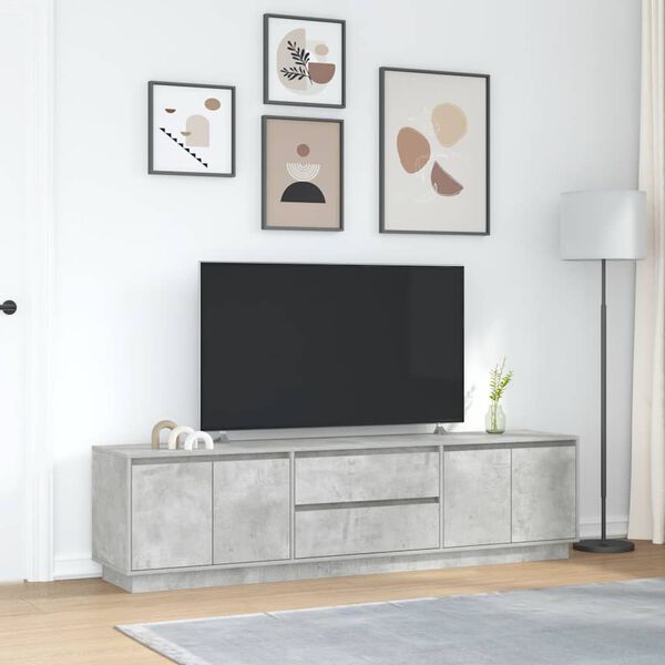 vidaXL tv-bord med LED-lys 193,5x41x50 cm betongr&aring;