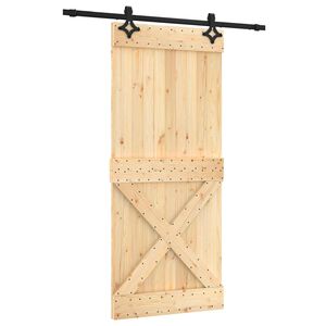 vidaXL Skyded&oslash;r Naturfarvet og sort 90 x 210 cm Massivt Fyrretr&aelig;