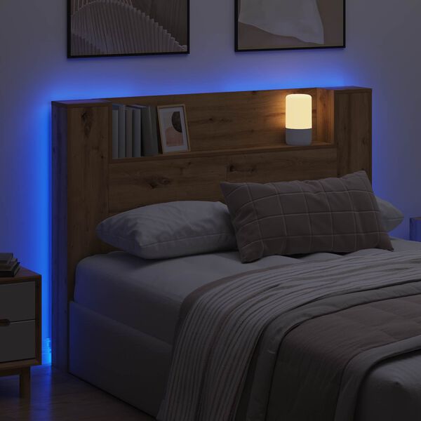 vidaXL Hovedg&aelig;rde kabinet med LED Artisan Eg 140 x 16,5 x 103,5 cm