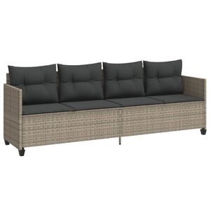 vidaXL loungesofa med hynder polyrattan lysegr&aring;