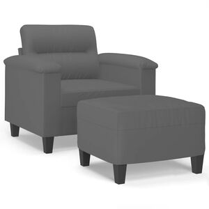 vidaXL sofastol med fodskammel 60 cm mikrofiberstof m&oslash;rkegr&aring;