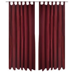 vidaXL Gardiner i mikro-satin med l&oslash;kker 2 stk. 140 x 175 cm bordeaux-r&oslash;d