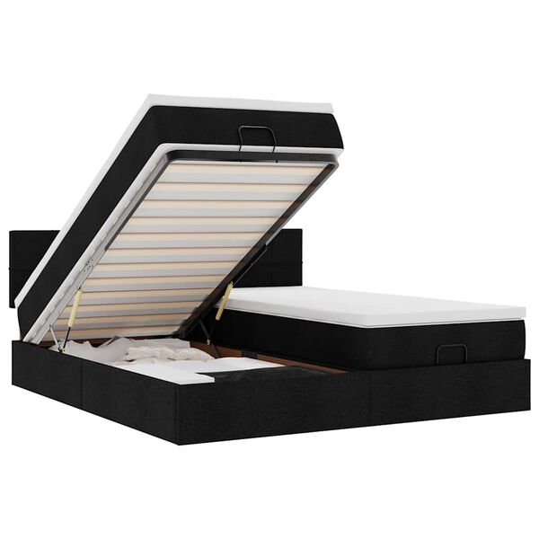 vidaXL osmannisk sengeramme med madrasser 180x200 cm stof sort