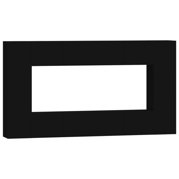 vidaXL tv-skabss&aelig;t 8 dele konstrueret tr&aelig; sort