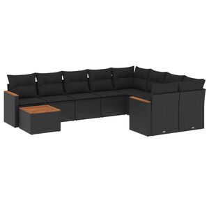 vidaXL sofas&aelig;t til haven 10 dele med hynder polyrattan sort