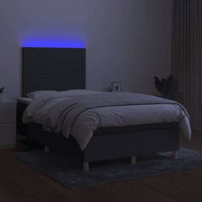 vidaXL kontinentalseng med LED-lys 120x190 cm stof mørkegrå