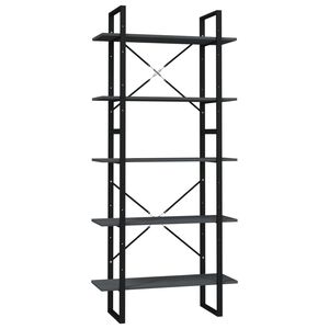 vidaXL bogreol med 5 hylder 80x30x175 cm massivt fyrretr&aelig; gr&aring;