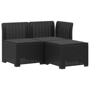 vidaXL 3-personers havensofa med puder i rattanlook 3-personers PP