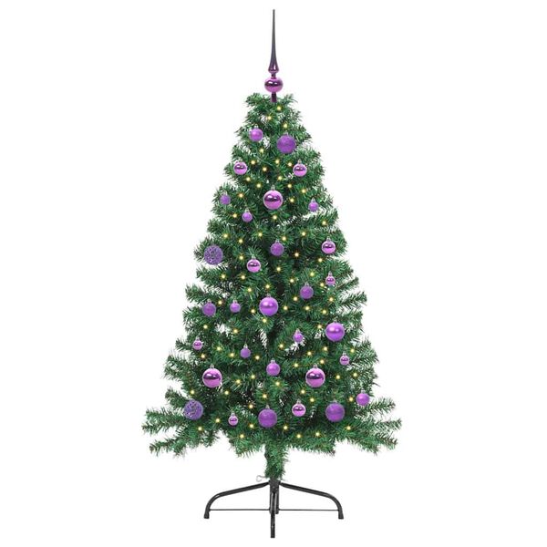vidaXL Kunstig Forbelyst Juletr&aelig; med 150 LED'er Gr&oslash;n 150 cm PVC