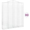 vidaXL buede gabionkurve 3 stk. 200x30x220/240 cm galvaniseret jern