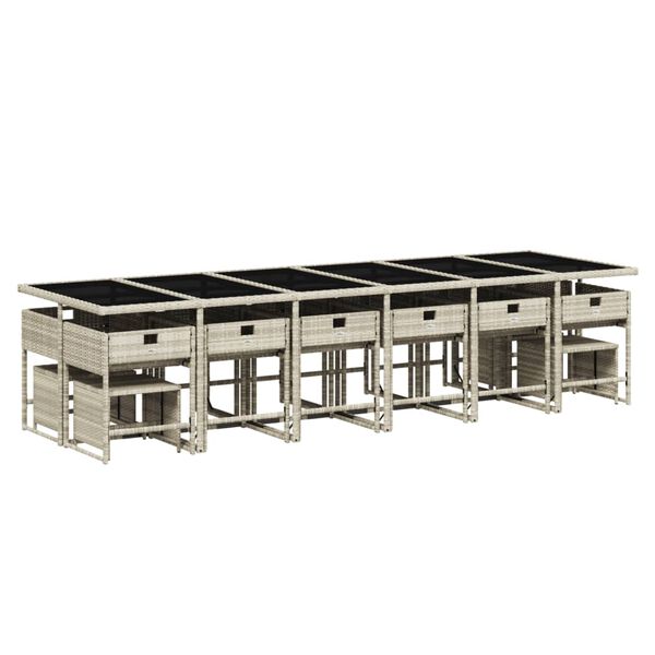 vidaXL spisebordss&aelig;t til haven 17 dele med hynder polyrattan lysegr&aring;