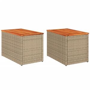 vidaXL haveborde 2 stk. 55x34x37 cm polyrattan og massivt tr&aelig; beige