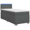 vidaXL Box Spring Seng med Madras og LED M&oslash;rkegr&aring; Enkelt Stof