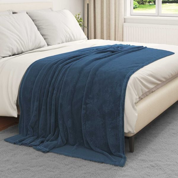 vidaXL Kastet&aelig;pper 6 pcs M&oslash;rkebl&aring; 150 x 200 cm Fleece