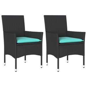 vidaXL havestole med hynder 2 stk. polyrattan sort