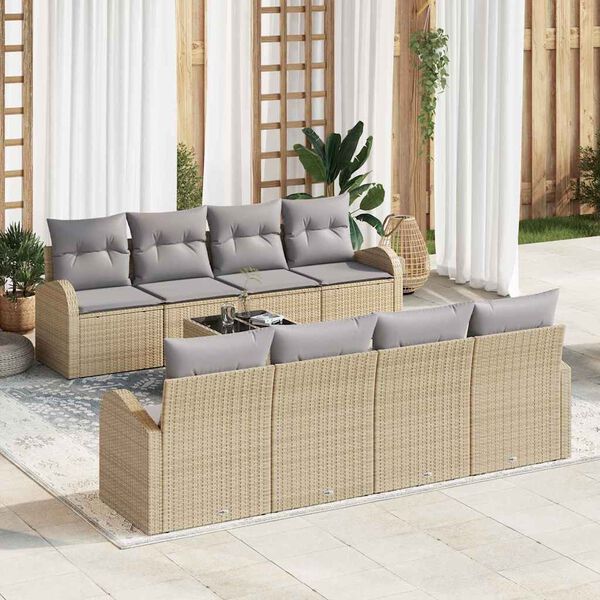 vidaXL Havesofa Sæt Beige 55 x 55 x 37 cm polyrattan
