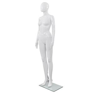 vidaXL mannequin kvinde fuld figur glassokkel hvid h&oslash;jglans 175 cm