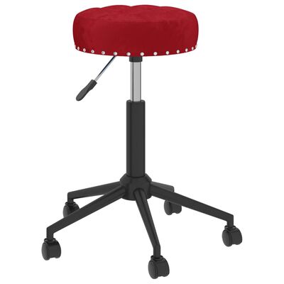 vidaXL arbejdsstol med hjul fløjl vinrød
