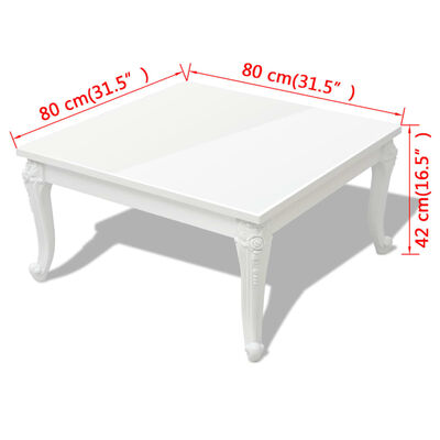 vidaXL sofabord 80x80x42 cm højglans hvid
