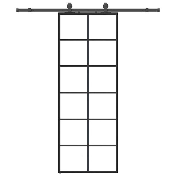 vidaXL skyded&oslash;r med hardwares&aelig;t 76x205 cm ESG glas sort