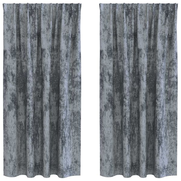 vidaXL Velour Gardiner med gardiner 2 pcs S&oslash;lvgr&aring; 175 x 140 cm Fl&oslash;jl