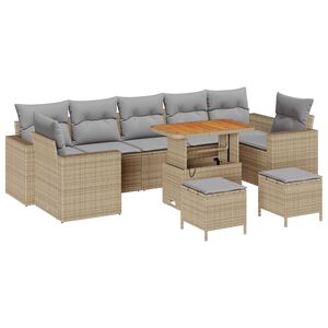 vidaXL Havesofa S&aelig;t 10 pcs Beige polyrattan