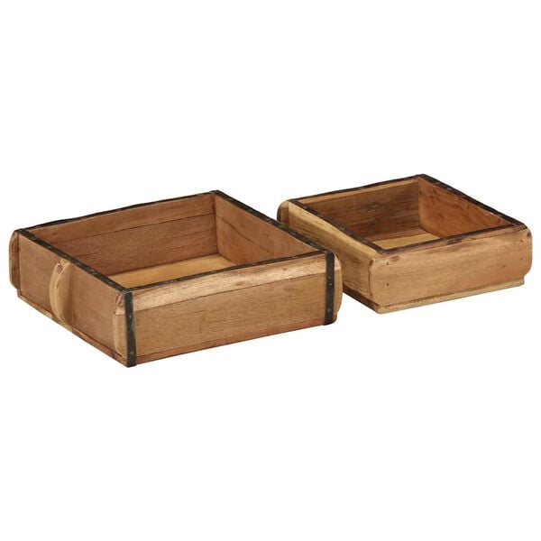 vidaXL Bakke 2 pcs Brun 29 x 31 x 10 cm Solid genbrugs tr&aelig;