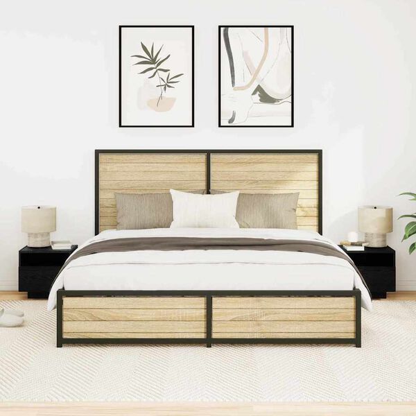 vidaXL Natskab 2 pcs Sort eg 40 x 39 x 37 cm Konstrueret tr&aelig;