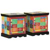 vidaXL sengeskabe 2 stk 40x35x45 cm massivt mangotr&aelig; flerfarvet