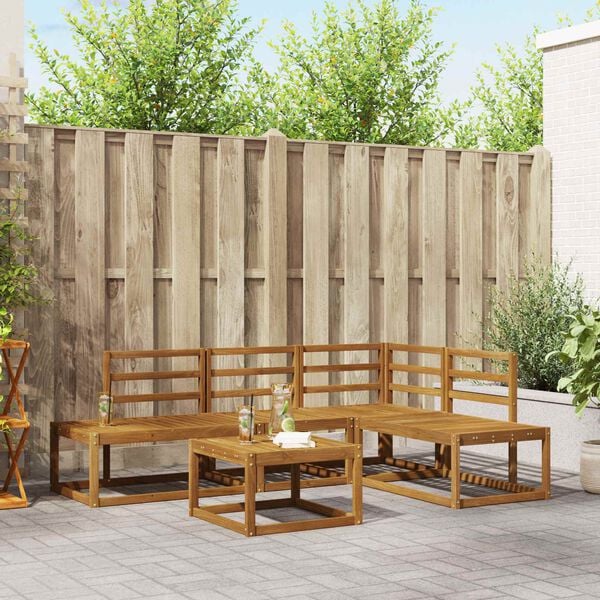 vidaXL Udend&oslash;rs sofagruppe 5 Stk Naturfarvet Massivt Akacietr&aelig;