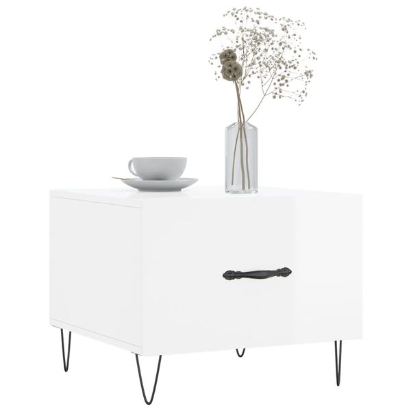 vidaXL sofaborde 2 stk. 50x50x40 cm konstrueret træ hvid højglans