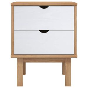 vidaXL sengebord OTTA 45x39x57 cm massivt fyrretr&aelig; brun og hvid