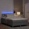 vidaXL LED Box Spring Bed med madras med LED Lysegr&aring; 120 x 190 cm Stof