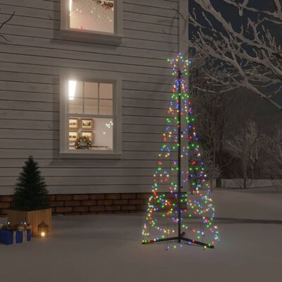 vidaXL kegleformet juletræ 70x180 cm 200 LED'er flerfarvet