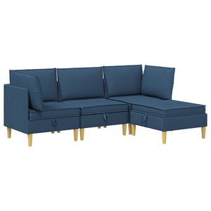 vidaXL Modulsofa s&aelig;t med opbevaring 4 stk. Bl&aring; Stof