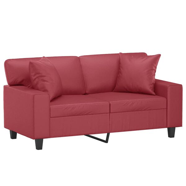 vidaXL 2-personers sofa med pyntepuder 120 cm kunstl&aelig;der vinr&oslash;d