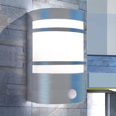 vidaXL Udendørs væglampe med sensor rustfrit stål