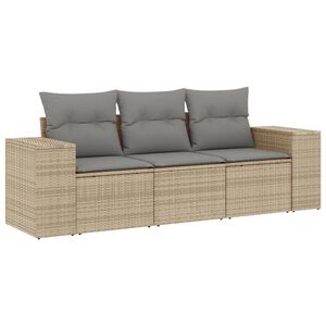 vidaXL sofas&aelig;t til haven 3 dele med hynder polyrattan beige