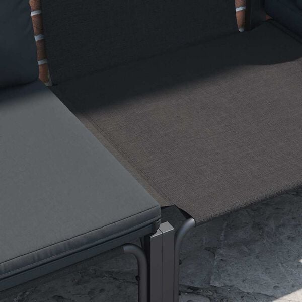 vidaXL Havesofa S&aelig;t med pude 11 pcs Sort St&aring;l