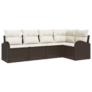 vidaXL Sofa S&aelig;t med pude 5 pcs Brun Polyester