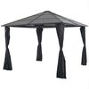 vidaXL pavillon med gardin aluminium 3 x 3 m sort