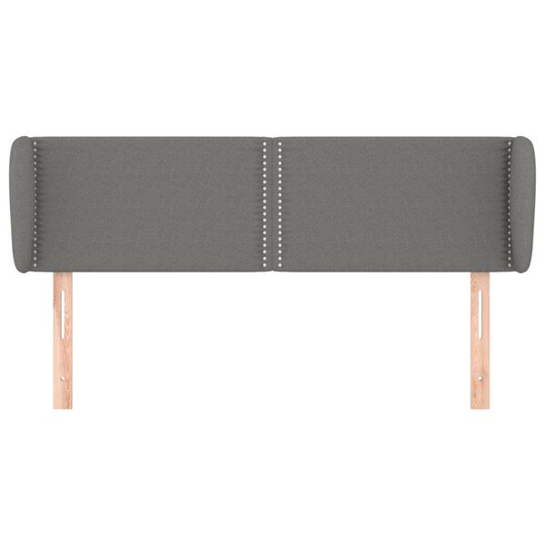 vidaXL sengegavl med kanter 147x23x78/88 cm stof m&oslash;rkegr&aring;